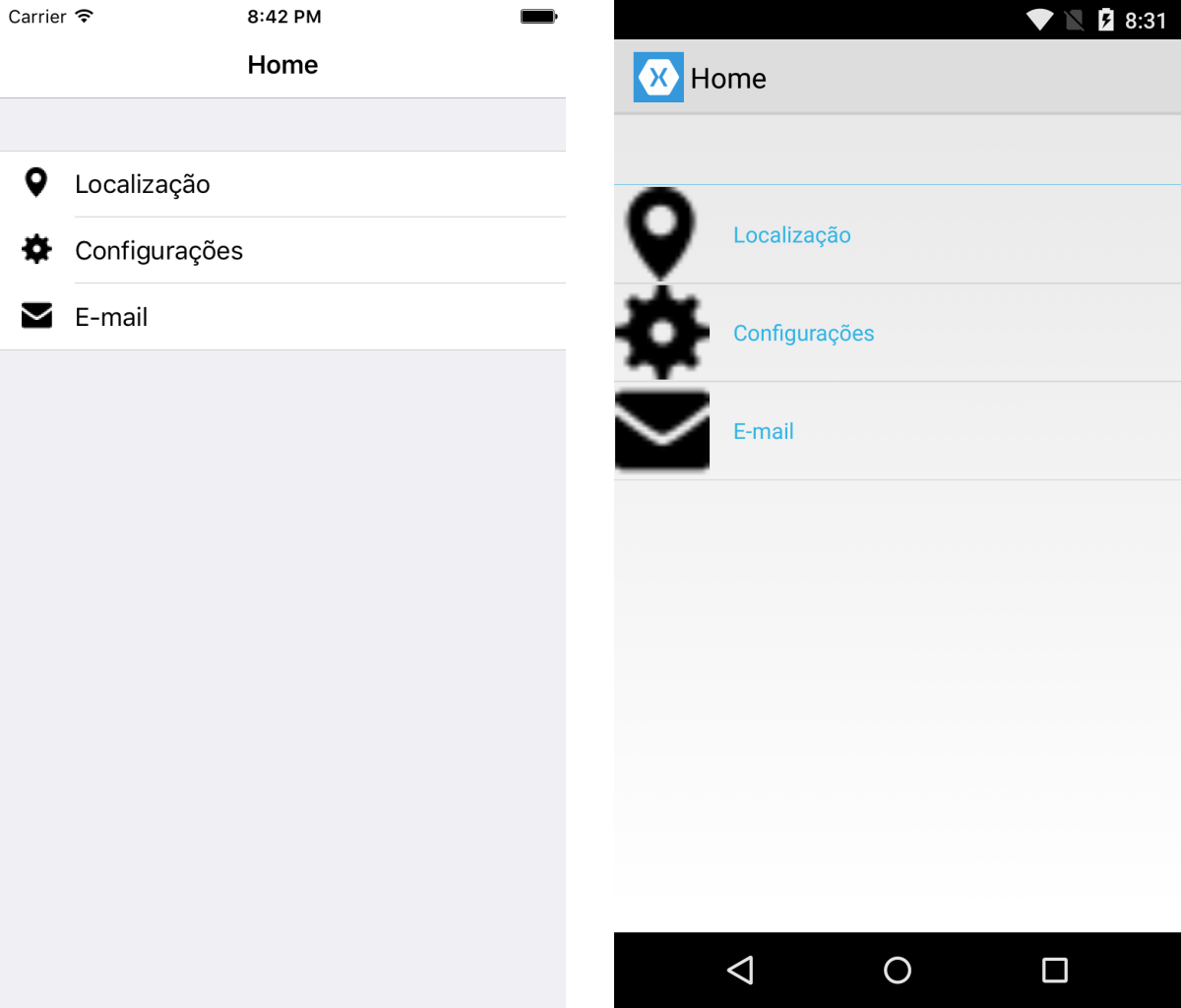 Default ImageCell rendering on iOS and Android.