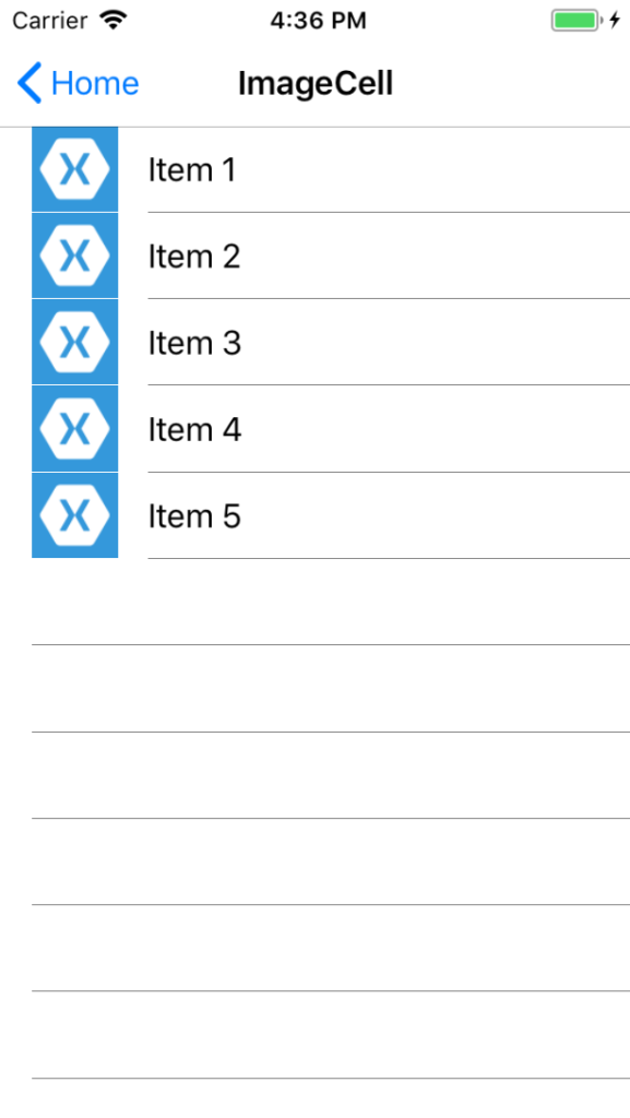 ListView usando ImageCell em cada item