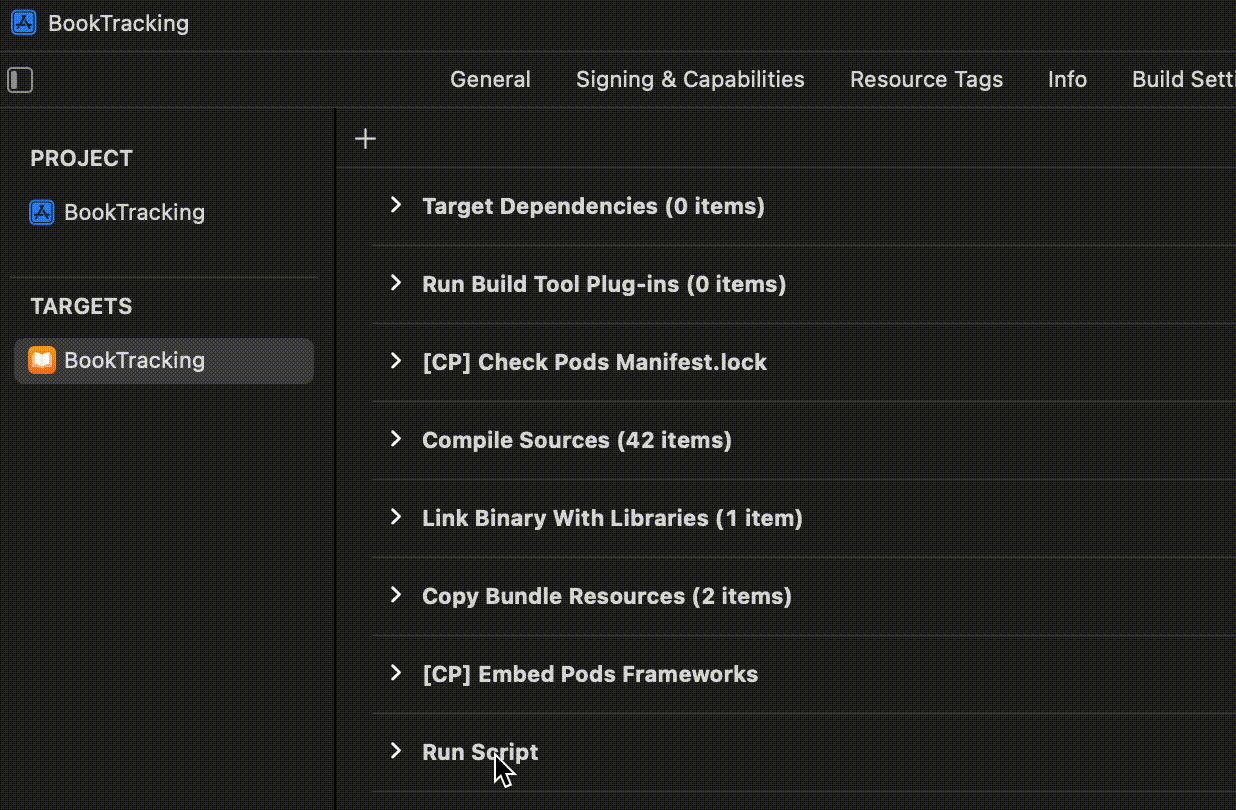 Moving the Run Script phase before the Compile Sources phase.